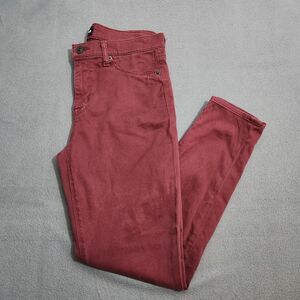 Hudson Women 30 Burgundy Mid Rise Skinny Jeans